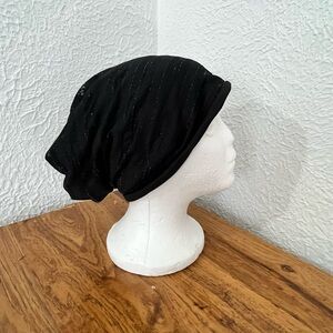 Black Sparkle Slouchy Beanie